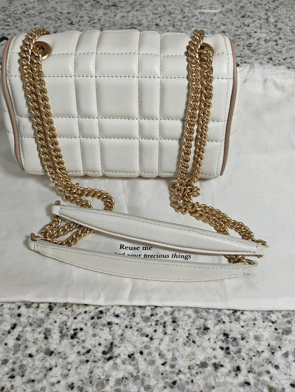 Kate spade evelyn quilted bag small shoulder crossbody (ivory white, gold) - Picture 6 of 12